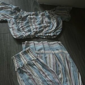 Fit and flare cropped top with flare pants